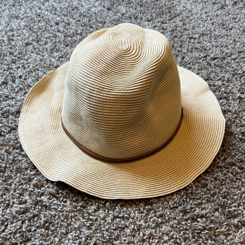 Brixton Beige Straw Hat with Leather Wrap - Picture 3 of 6